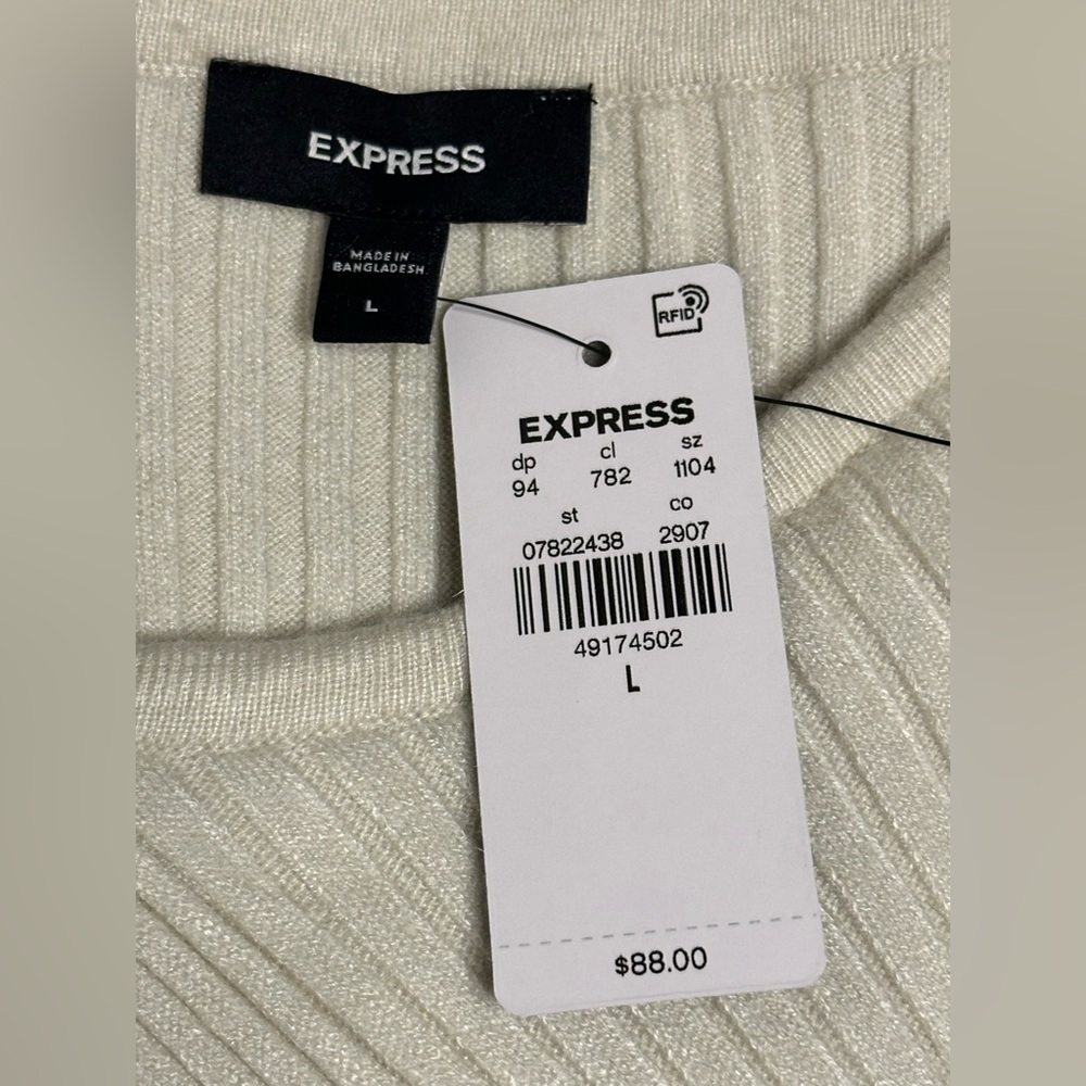 NWT! Express Ribbed Crew Neck Crossover Sleeveless Midi Sweater Dress - Picture 7 of 9